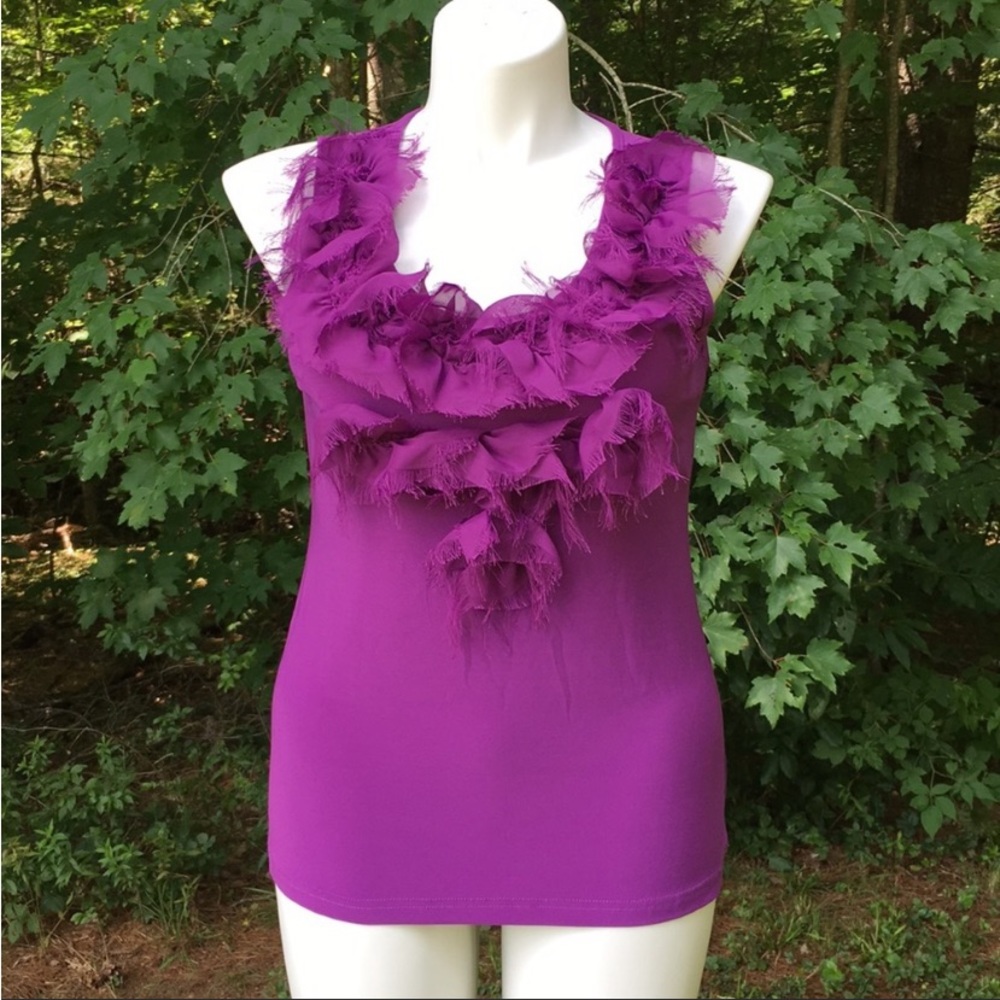 Frilly ruffled purple ruffle tank size L